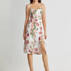 Sweetheart Floral Slit Strap Dress